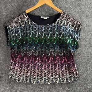 Caribou Multicolor Sequin Short Sleeve Top